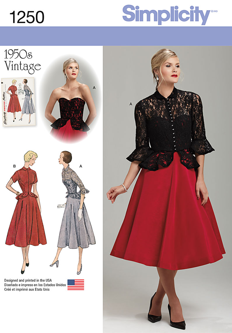 Simplicity 1250 Misses' Vintage 1950's One Piece Dress and Jacket