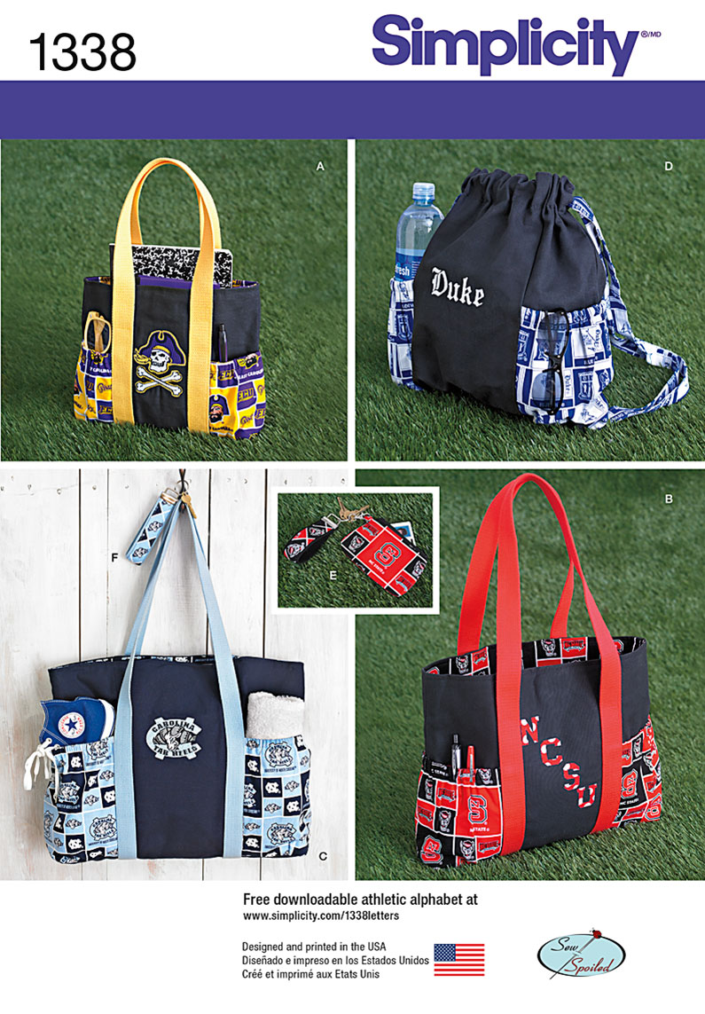Simplicity 1338 Tote Bags in 3 Sizes, Backpack and Coin Purse sewing