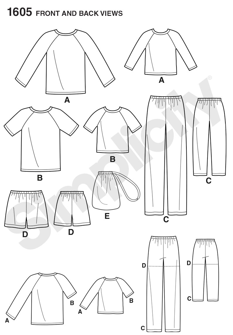 Simplicity 1605 Child and Mens Loungewear