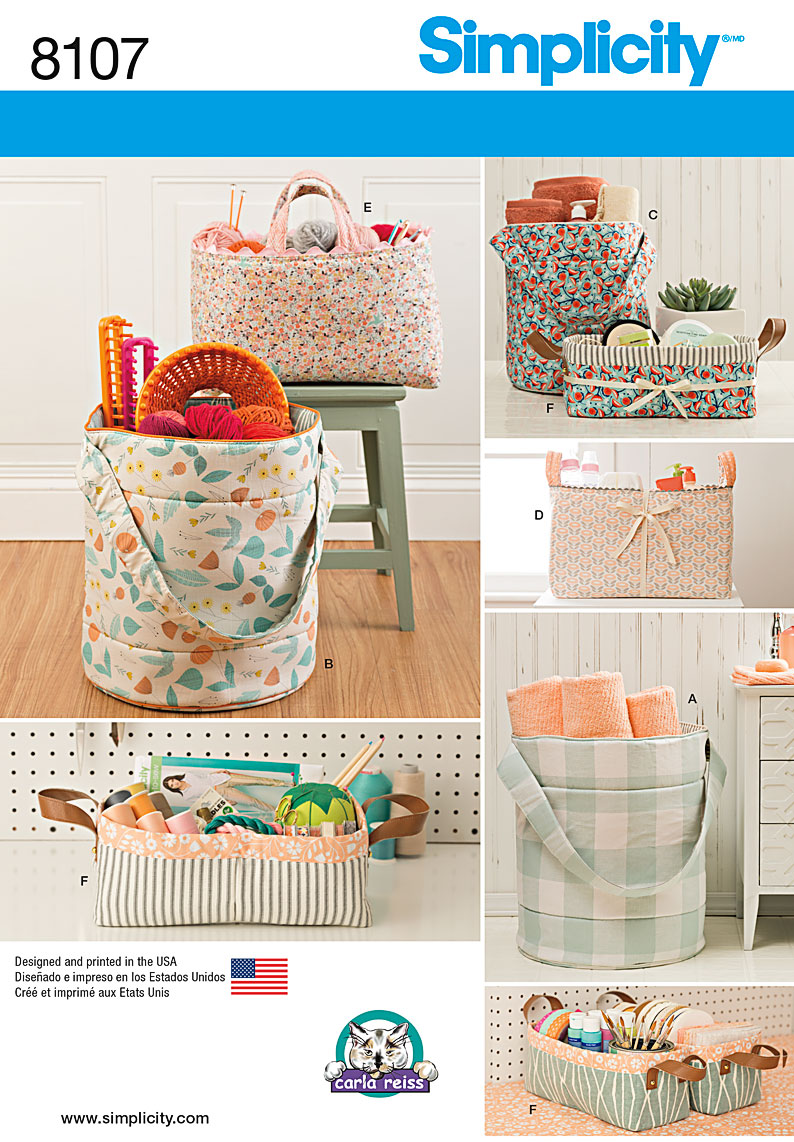 Simplicity 8107 Bucket, Basket & Tote Organizers