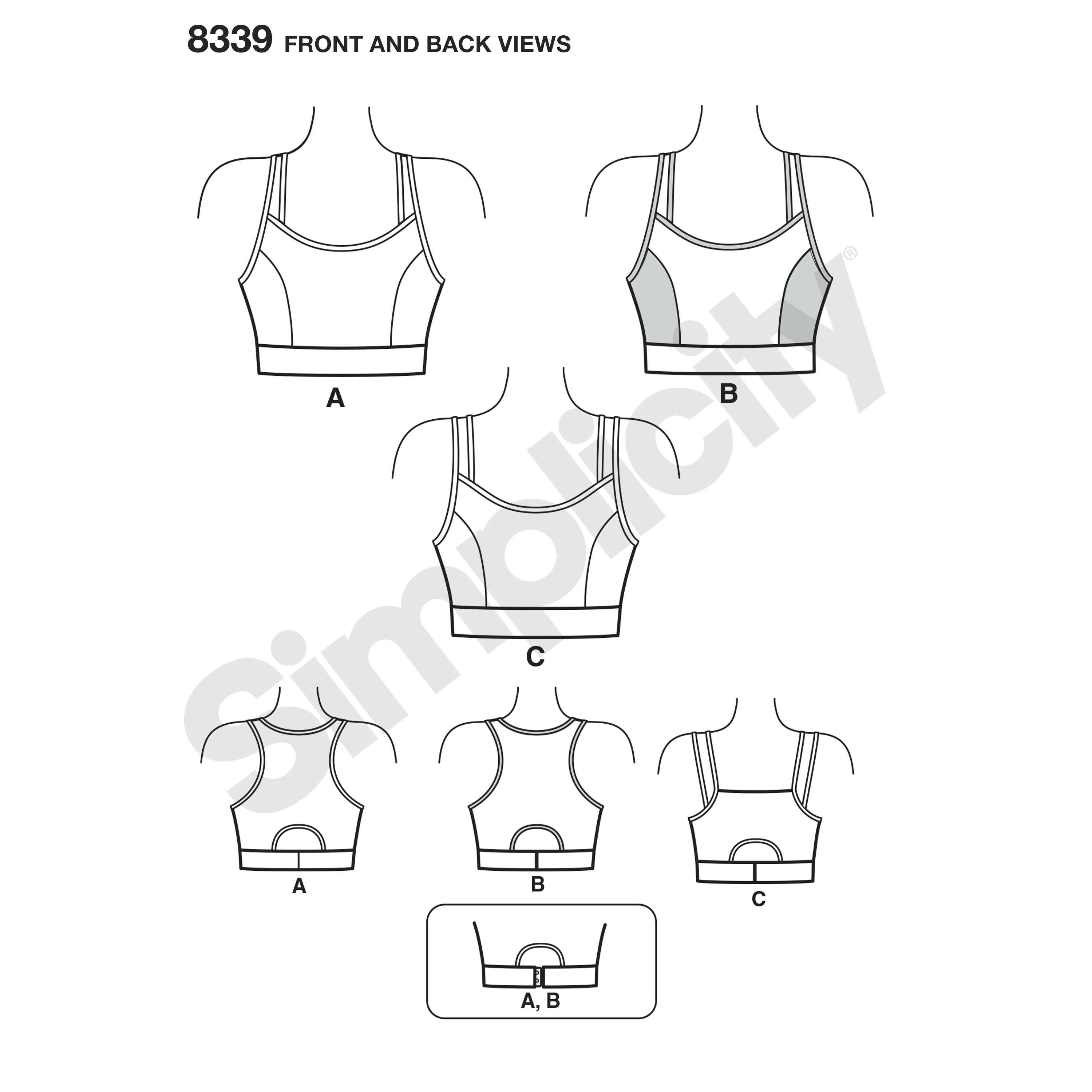 Simplicity 8339 Misses' Knit Sports Bras