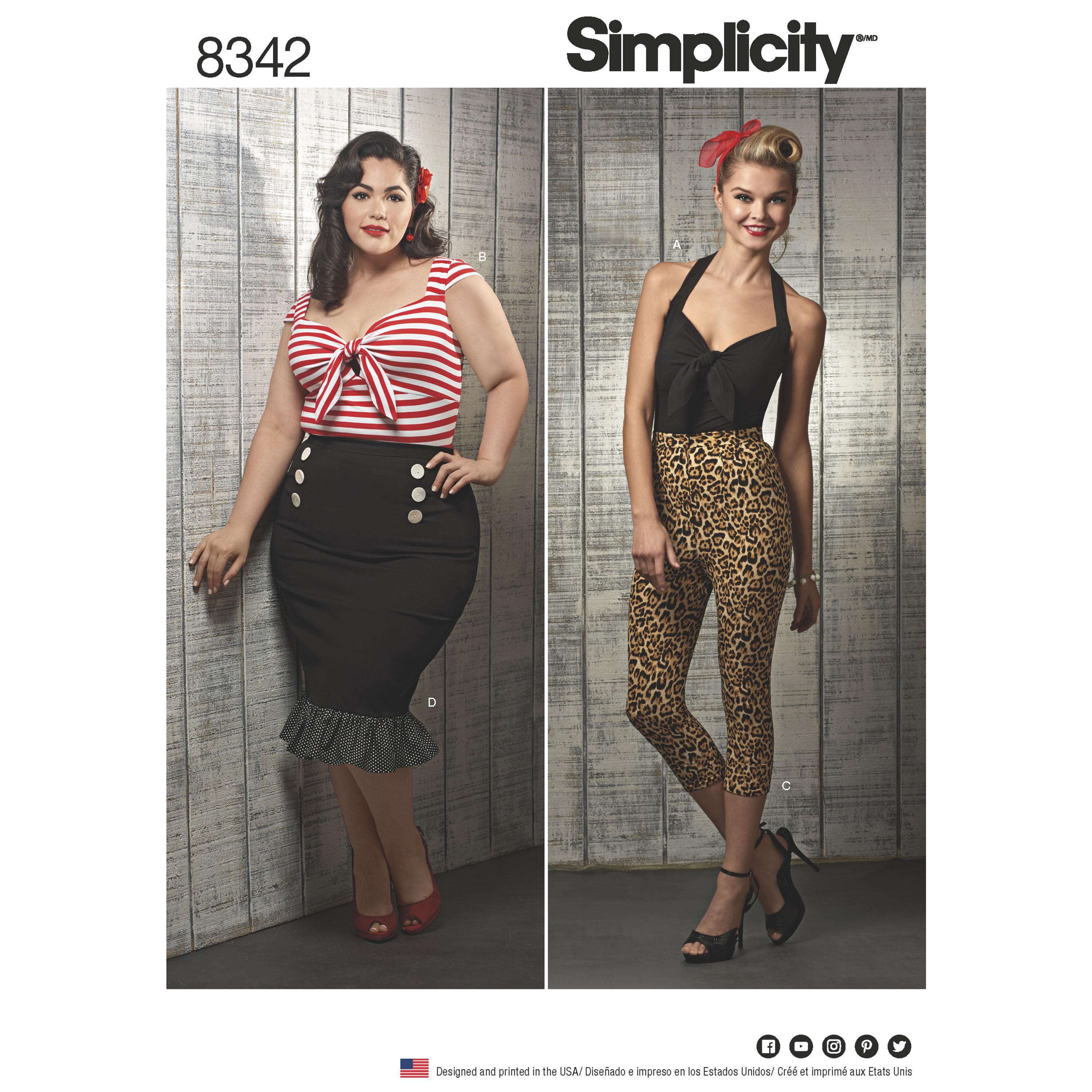 Simplicity 8342 Misses' & Women's Knit Tops, Cropped Pants, & Skirts