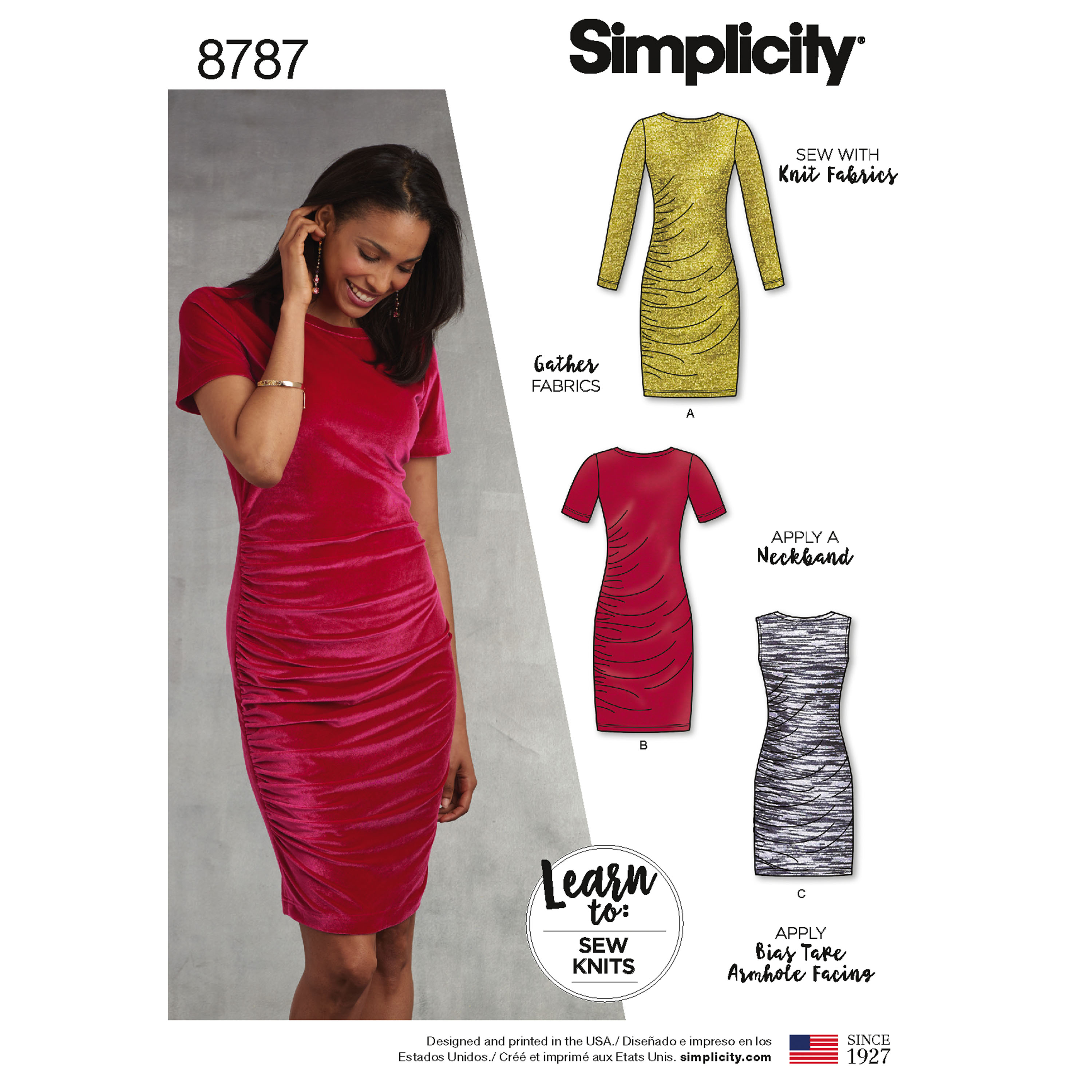 Simplicity 8787 Misses' LearntoSew Knit Dress