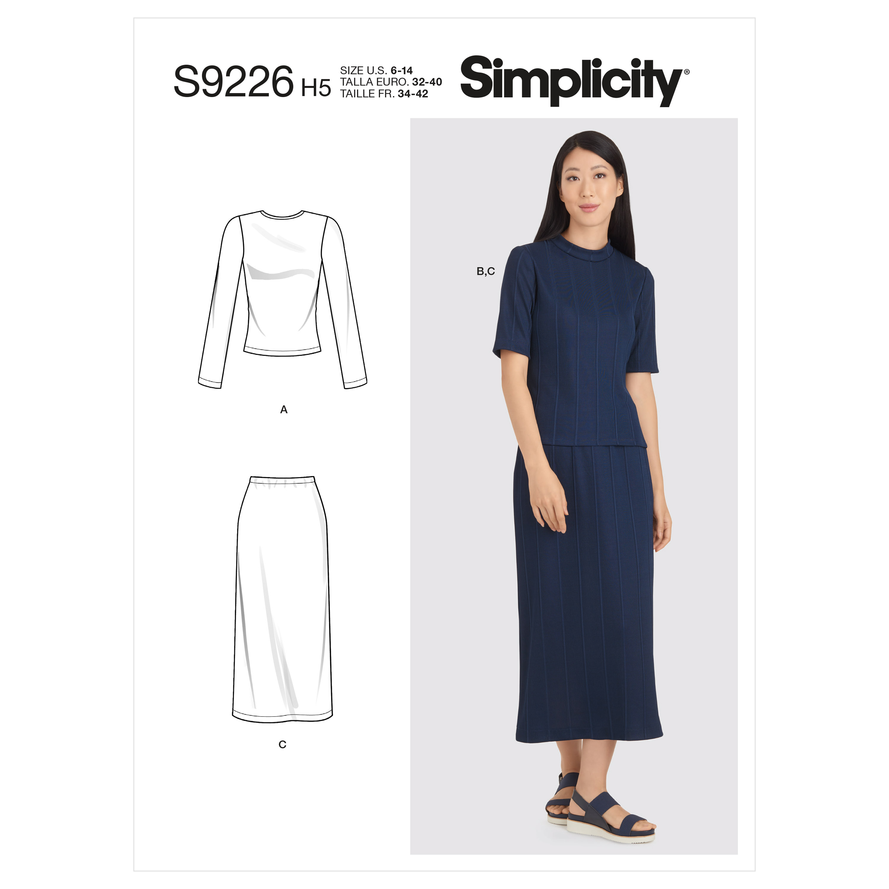 Simplicity 9226 Misses' Knit Tops & Skirt