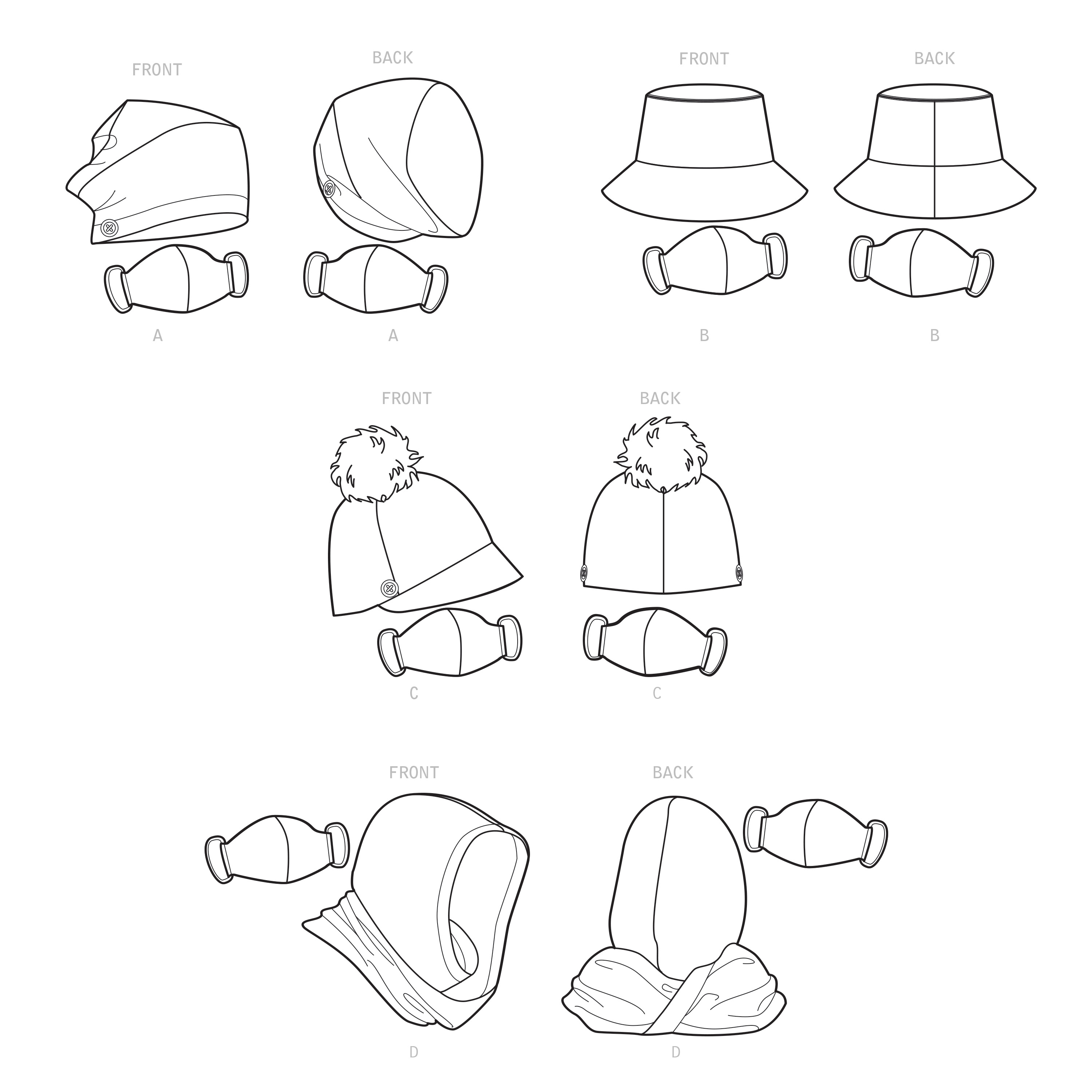 Simplicity 9368 Hat and Mask Sets, Hooded Infinity Scarf and Mask