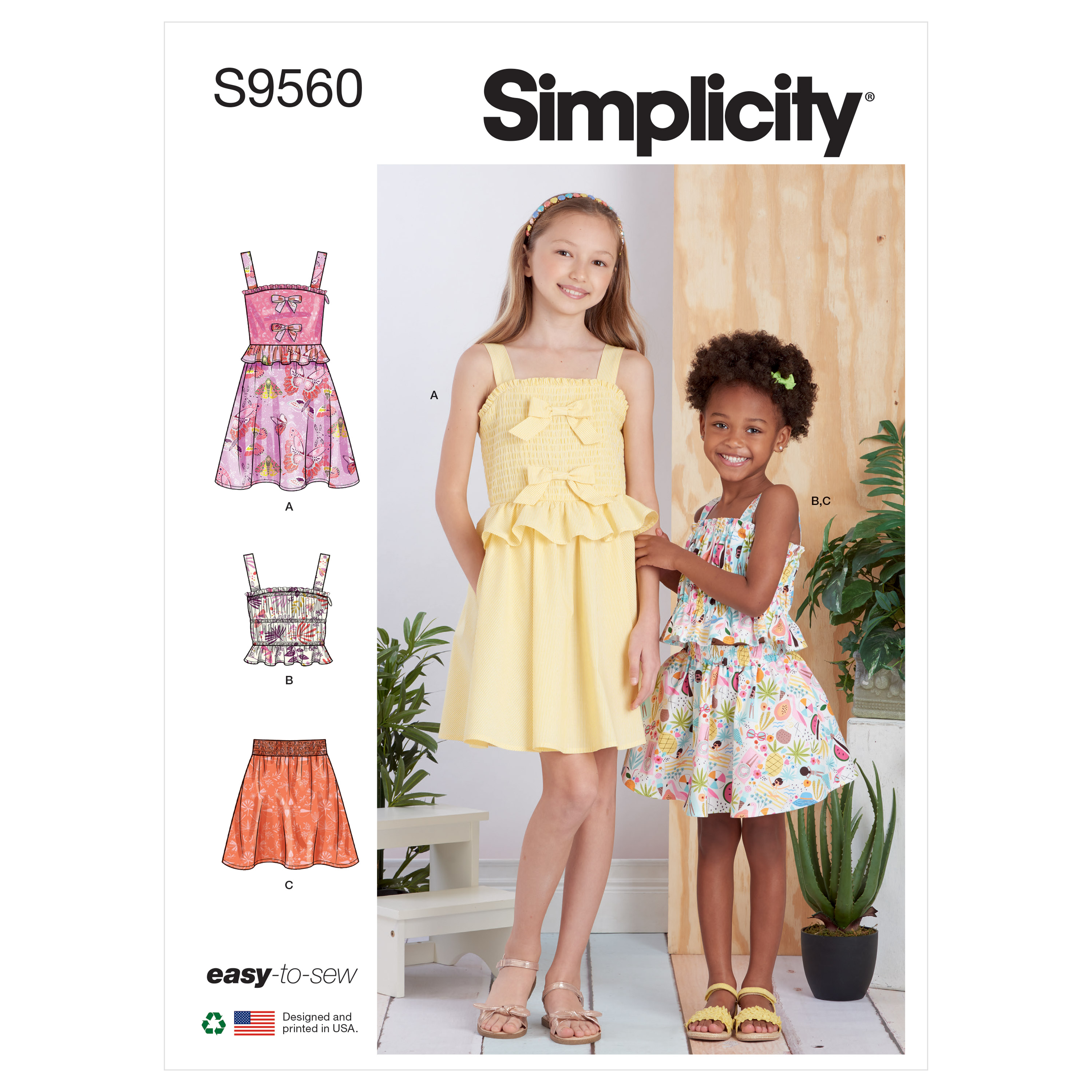 Simplicity 9560 Children's and Girls' Dress, Top and Skirt