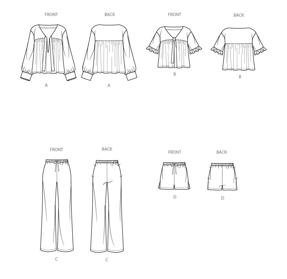 Simplicity 9928 Misses' Lounge Tops, Pants and Shorts