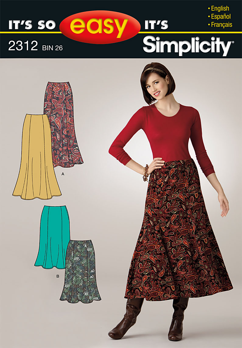 Simplicity 2312 It's So Easy Misses' Skirts sewing pattern