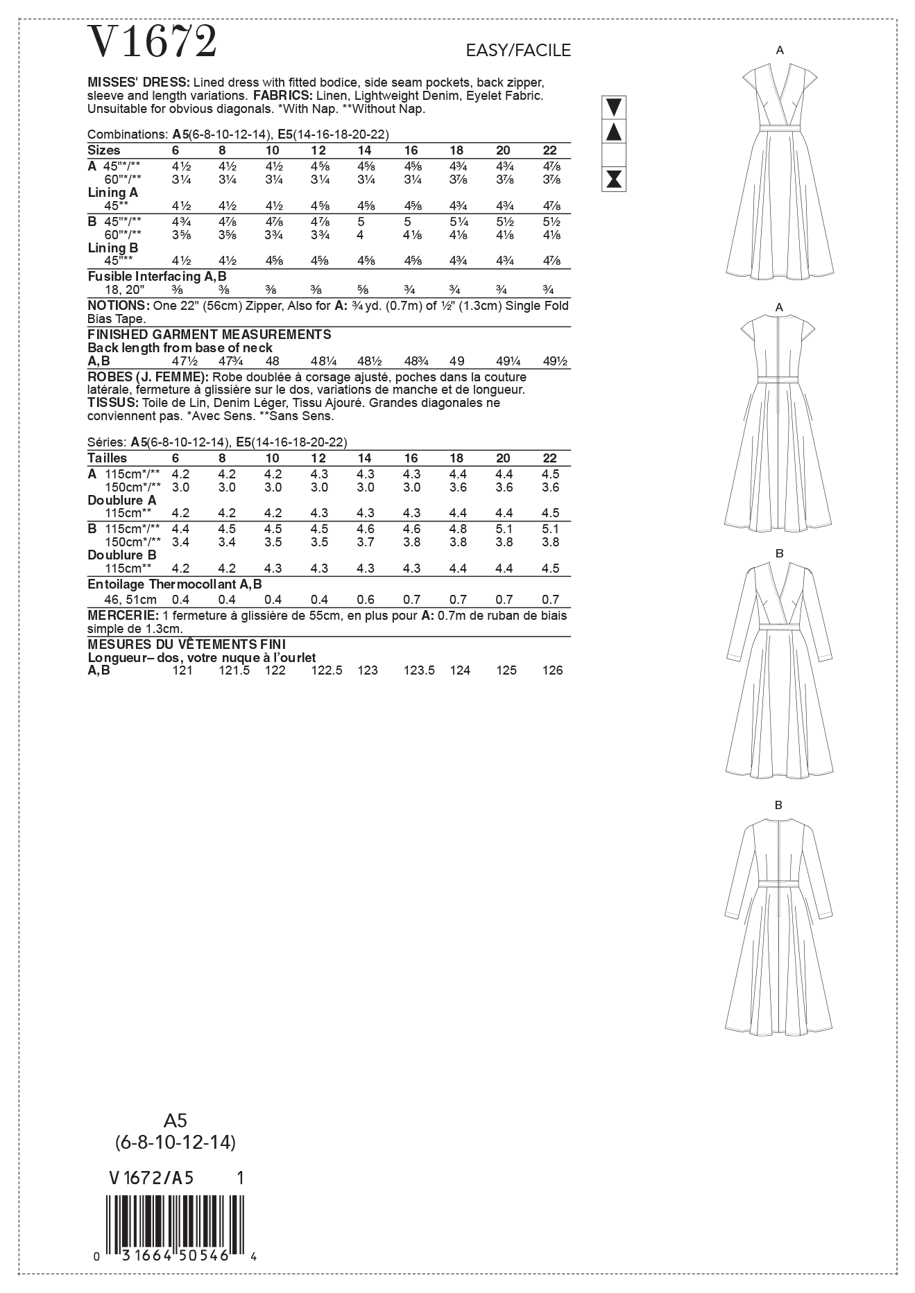 Vogue Patterns 1672 MISSES' DRESS