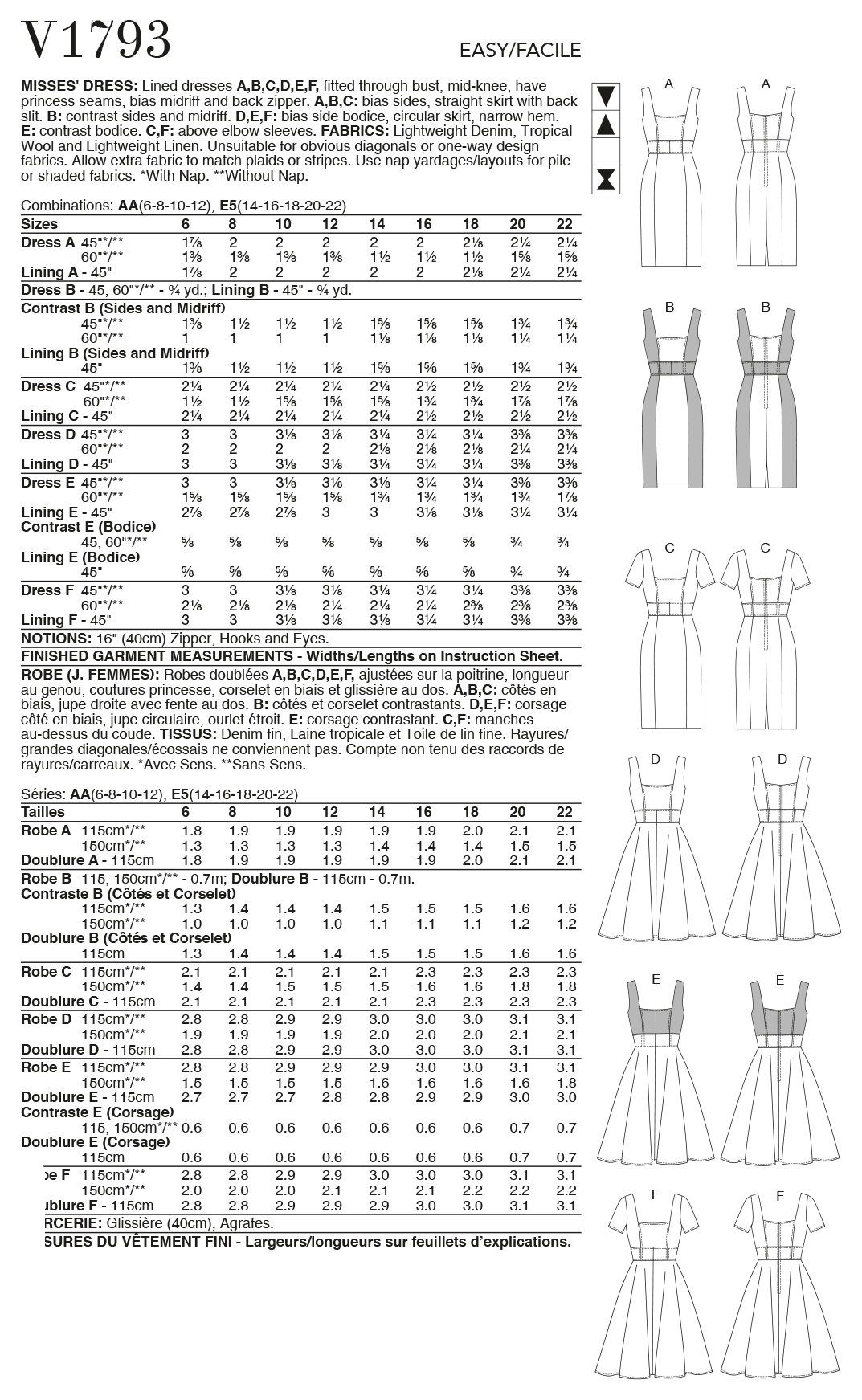 Vogue Patterns 1793 Misses' Dresses