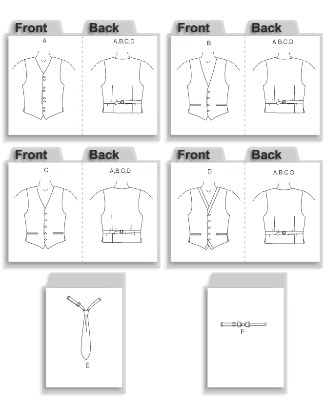 Vogue Patterns 8048 MEN'S VEST, TIE AND BOW TIE