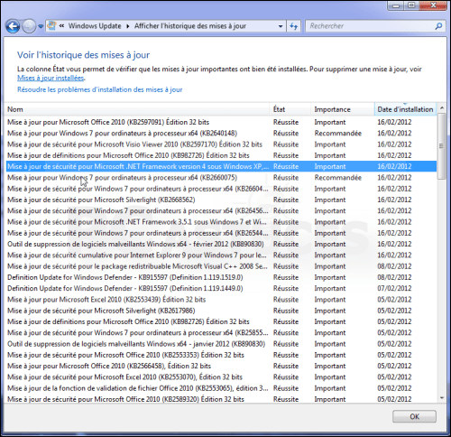 Voir les mises à jour installées Windows 10 PC.