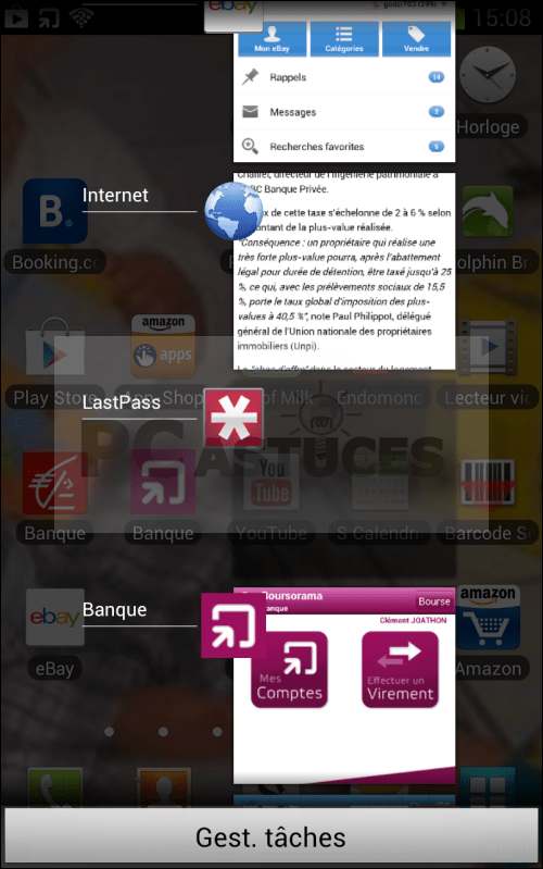 Basculer entre les applications récemment ouvertes Android