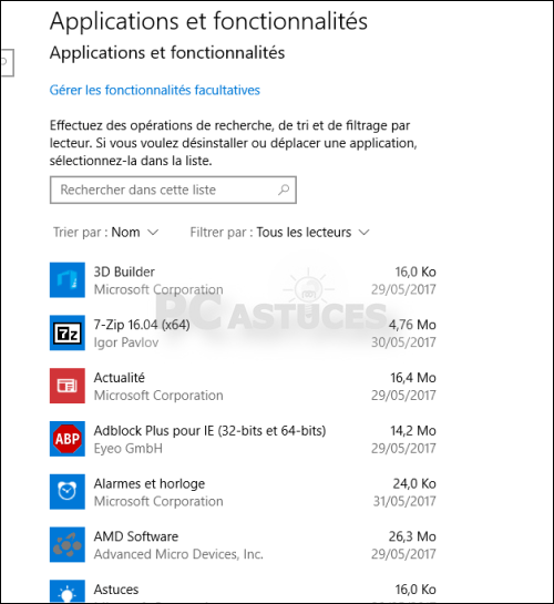 Désinstaller les applications du Microsoft Store