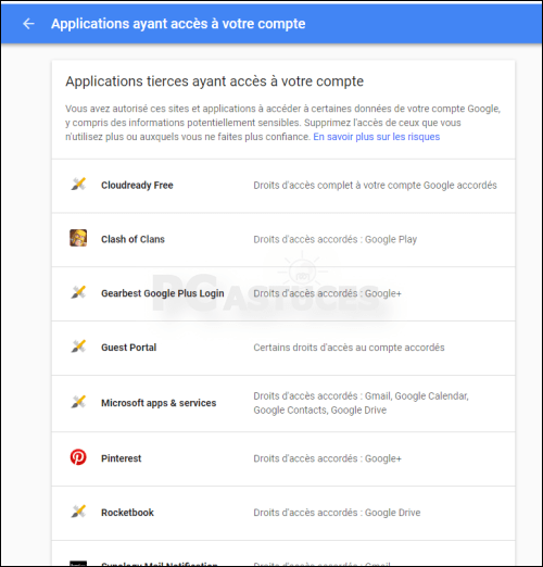 PC Astuces Vérifiez les applications qui ont accès à vos comptes