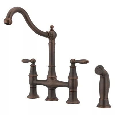 Rustic Bronze Courant F0314COU 2Handle Bridge Kitchen Faucet with