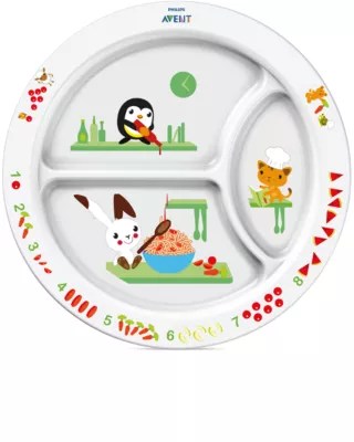 Weißer dreigeteilter Teller, Kinder ab 12 Mon. SCF702/00 kaufen Philips Shop