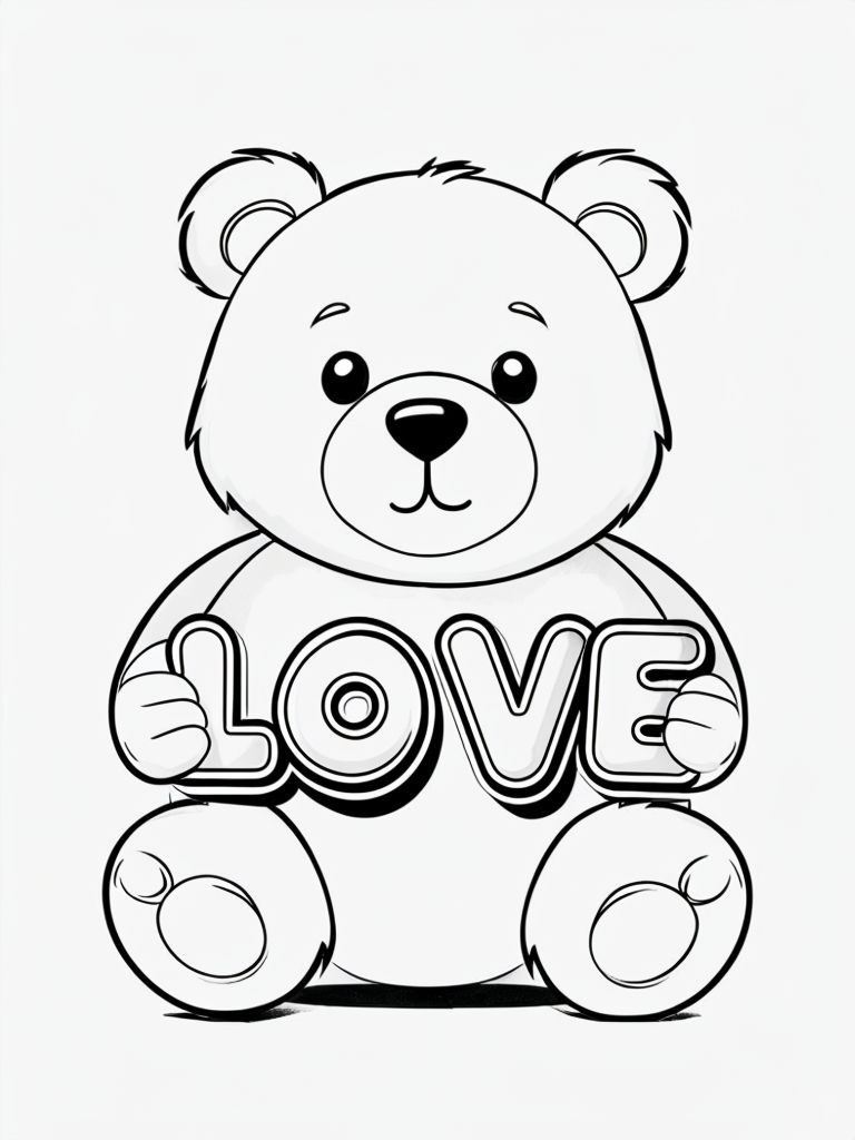 Cute Cartoon Teddy Bear Coloring Page for Kids Playground