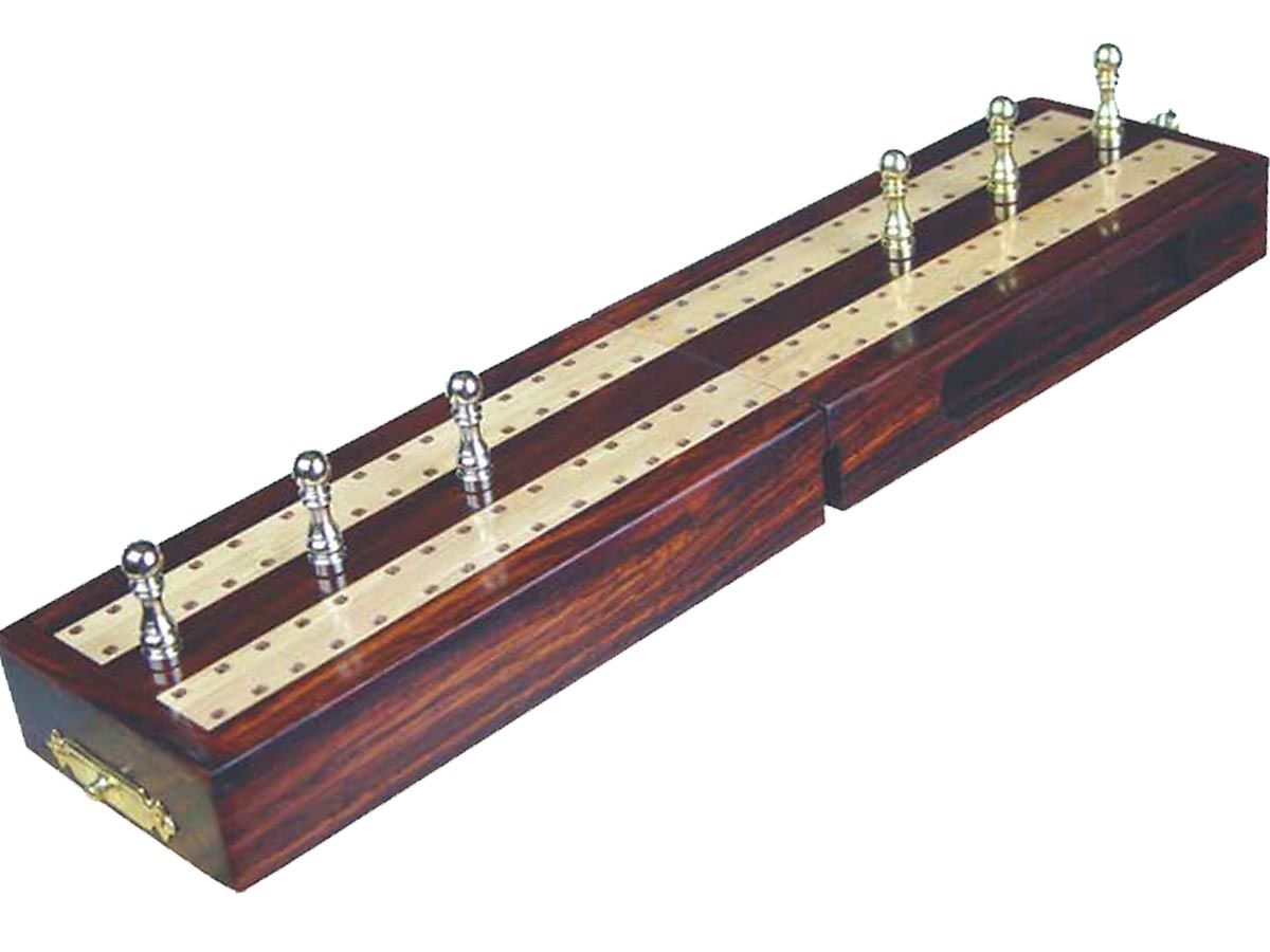 Regalia Travel Folding Cribbage Board In Rosewood Maple 10inch 2 Tracks