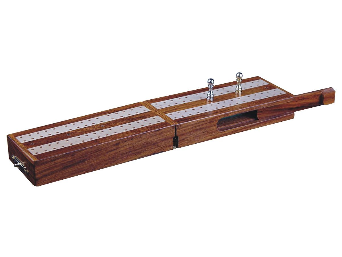 Regalia Travel Folding Cribbage Board In Golden Rosewood Maple 10inch 2