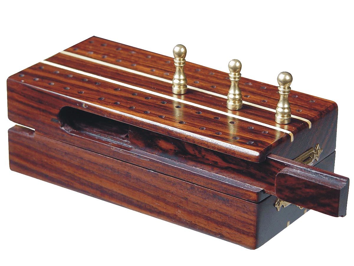 Sovereign Travel Folding Cribbage Board In Rosewood Maple 10inch 2 Tracks
