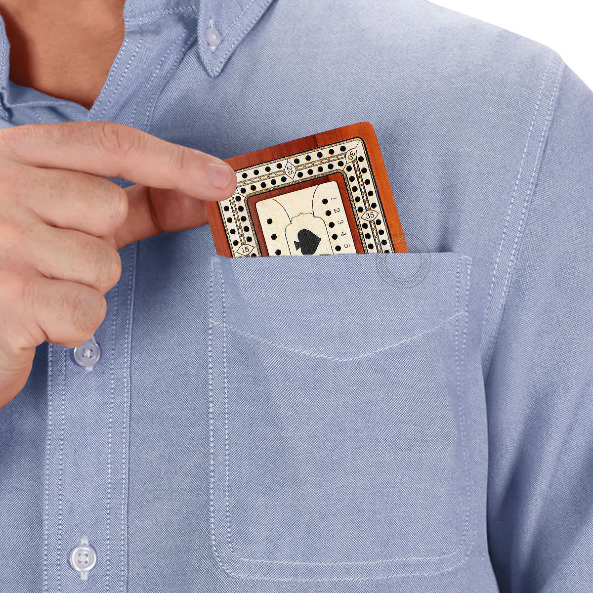Wooden Travel Pocket Size Cribbage Board Inlaid In Bloodwood Maple Wood