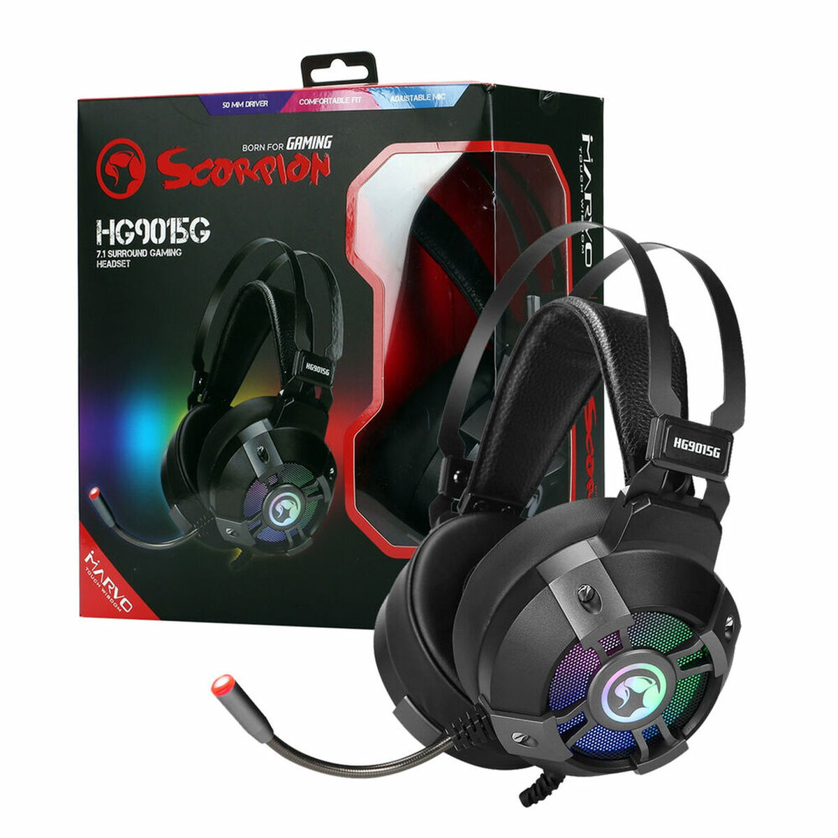Headphones Scorpion HG9015G Black LED RGB