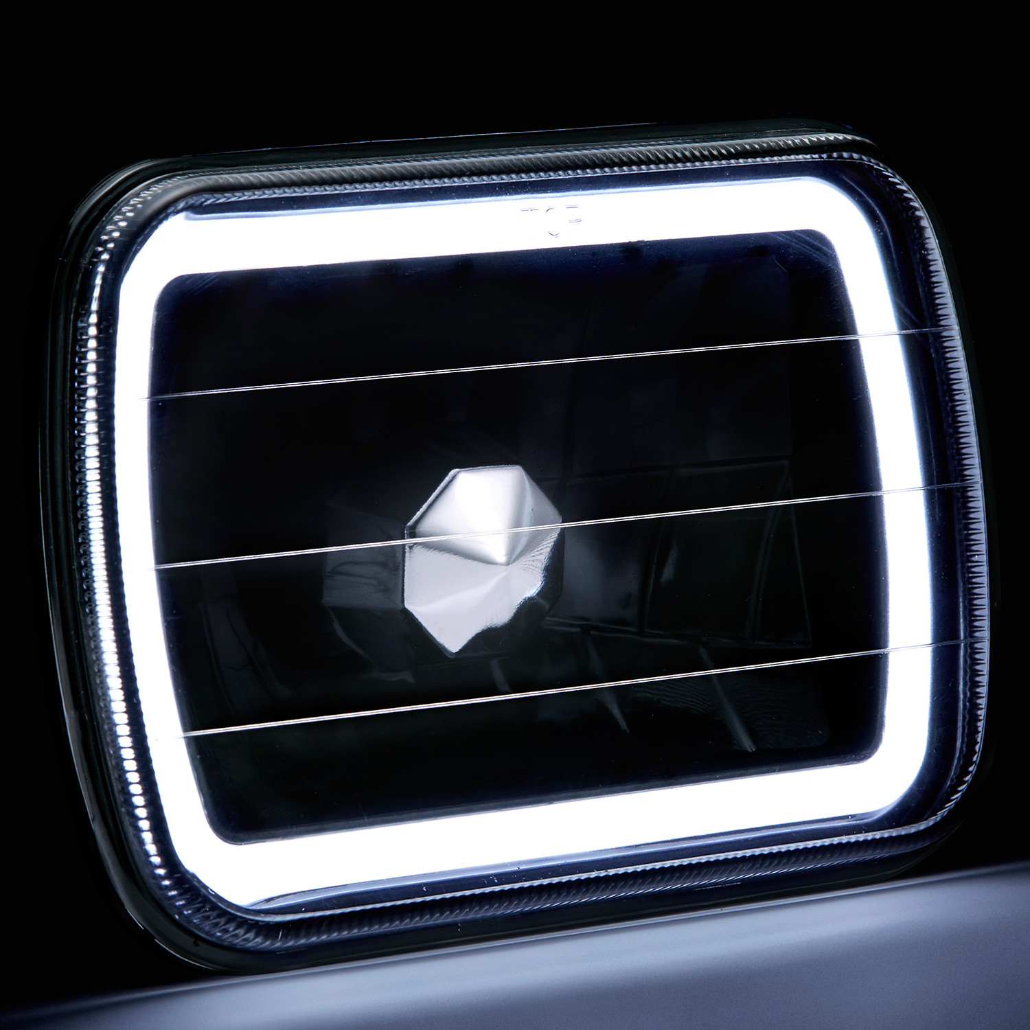 Lumen® 7x6" Rectangular Black CCFL Halo Headlights