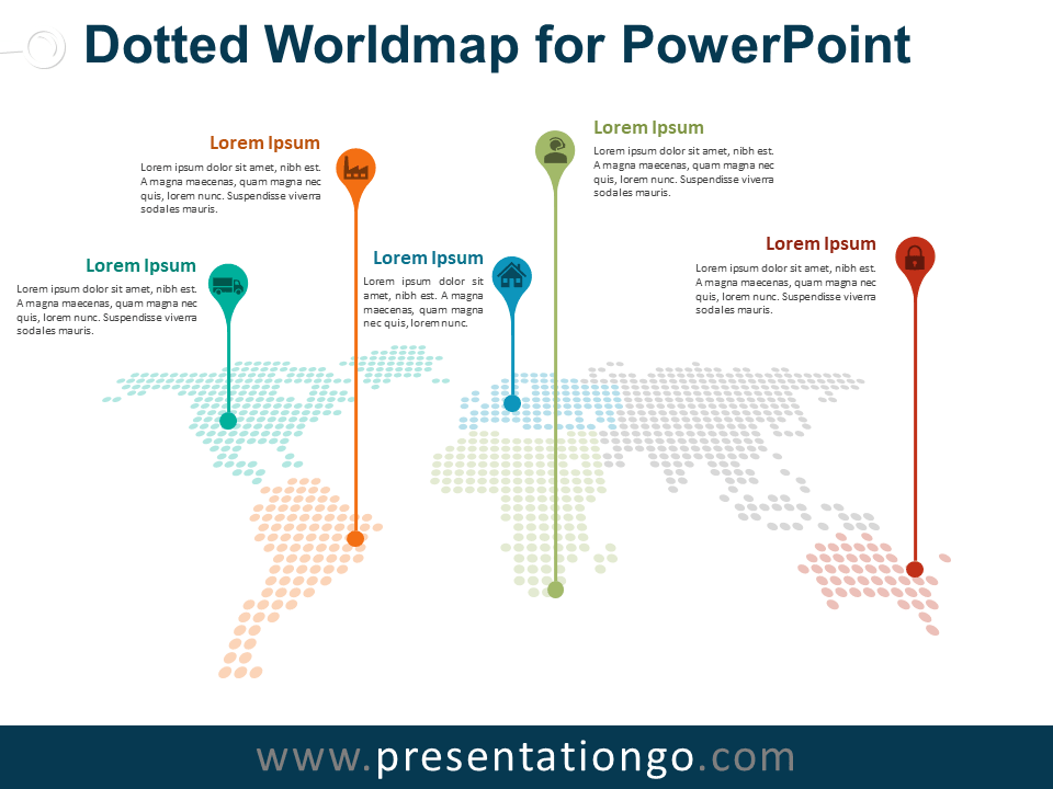 World Map With Pins For Powerpoint PELAJARAN