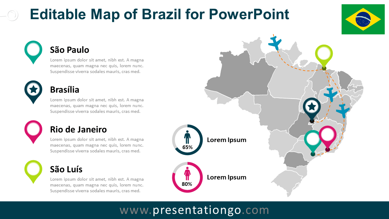 Map of Brazil for PowerPoint PresentationGO