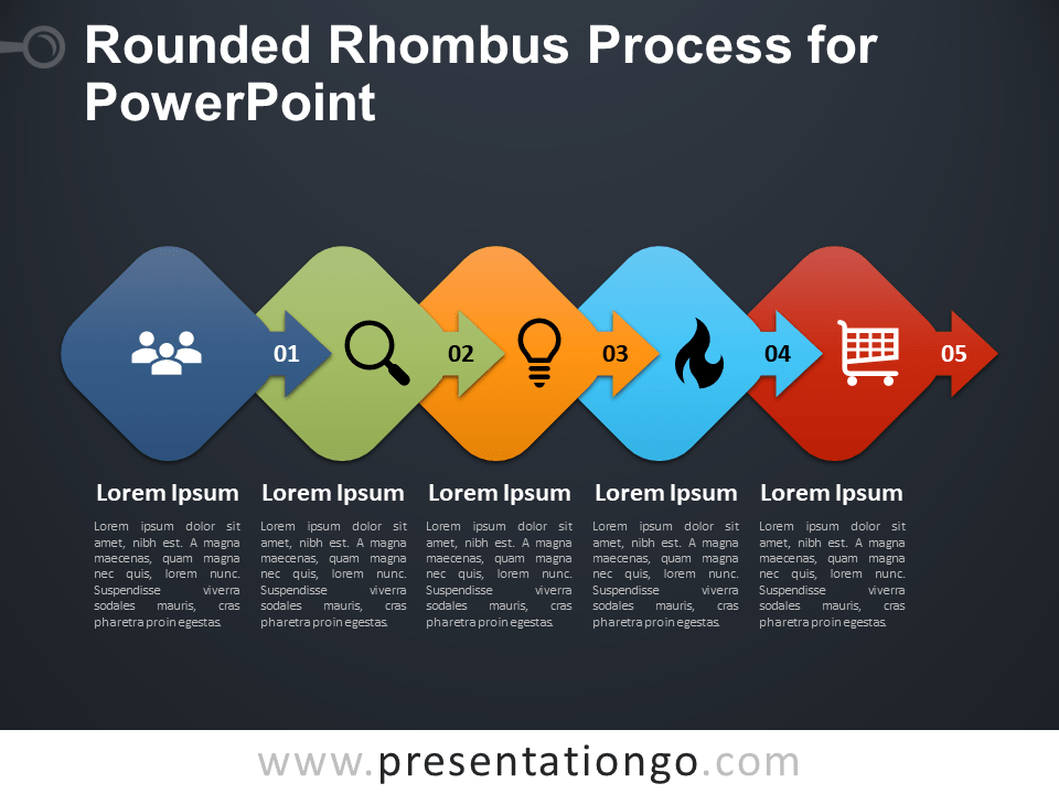 Rounded Rhombus Process for PowerPoint