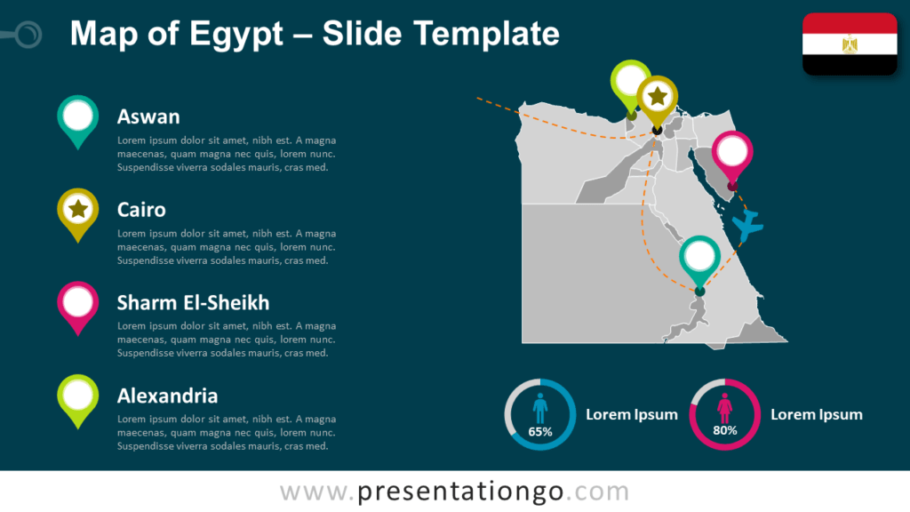 Map of Egypt for PowerPoint and Google Slides PresentationGO