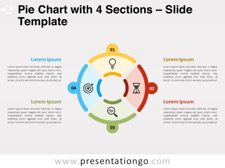 Pie Chart with 4 Sections for PowerPoint and Google Slides