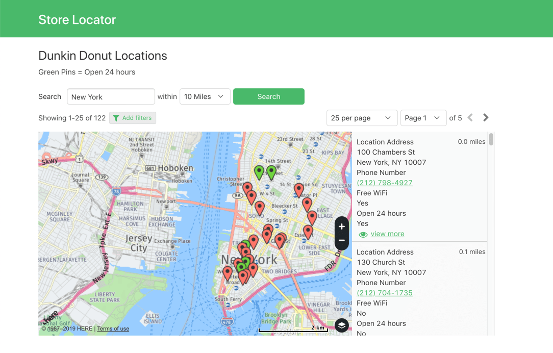 Online database and workflow templates Store Locator