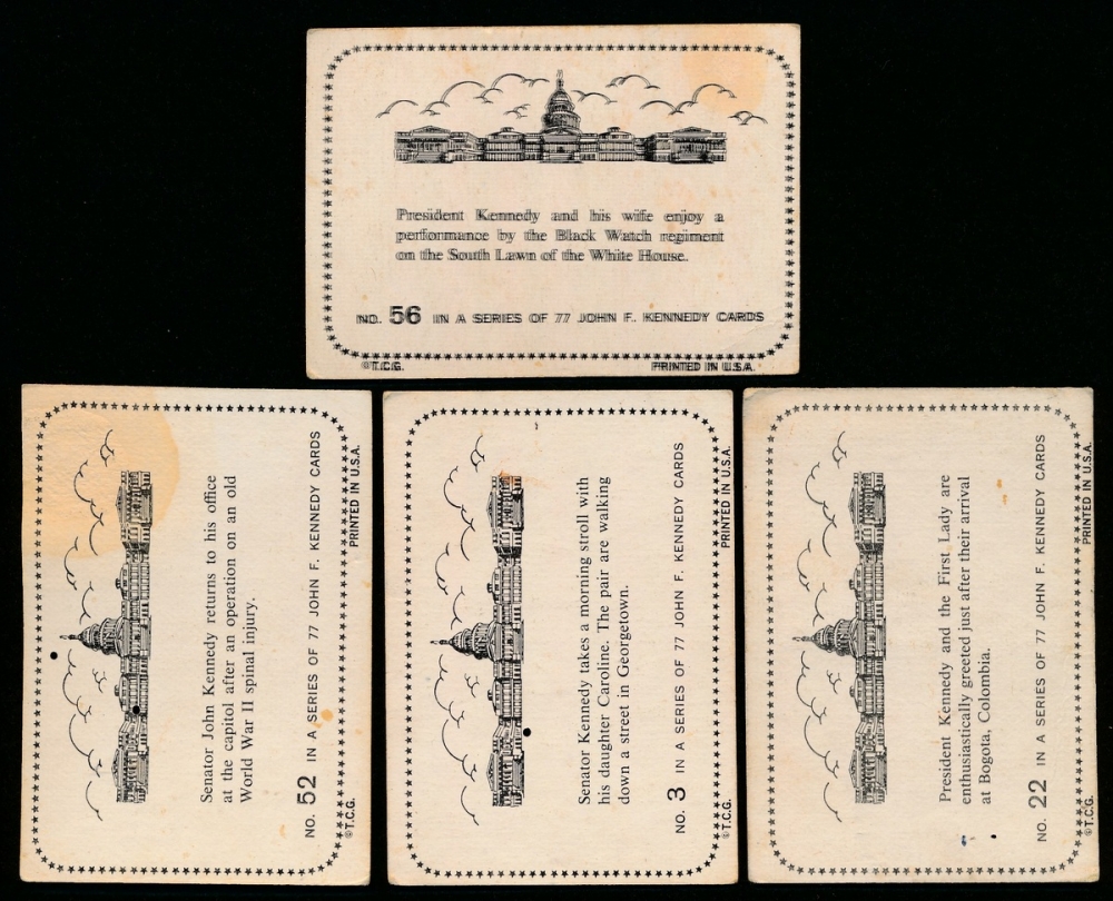 Lot of (4) 1964 John F. Kennedy Cards Pristine Auction