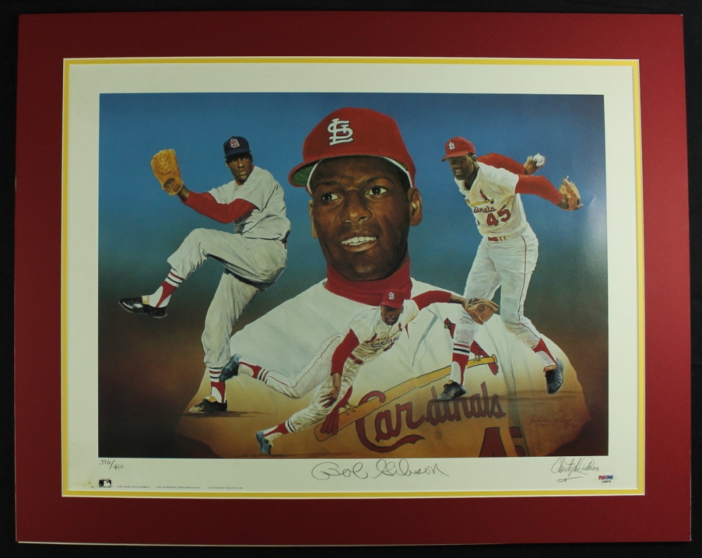 Bob Gibson Signed 22x28 LE Cardinals Christopher Paluso Lithograph 396