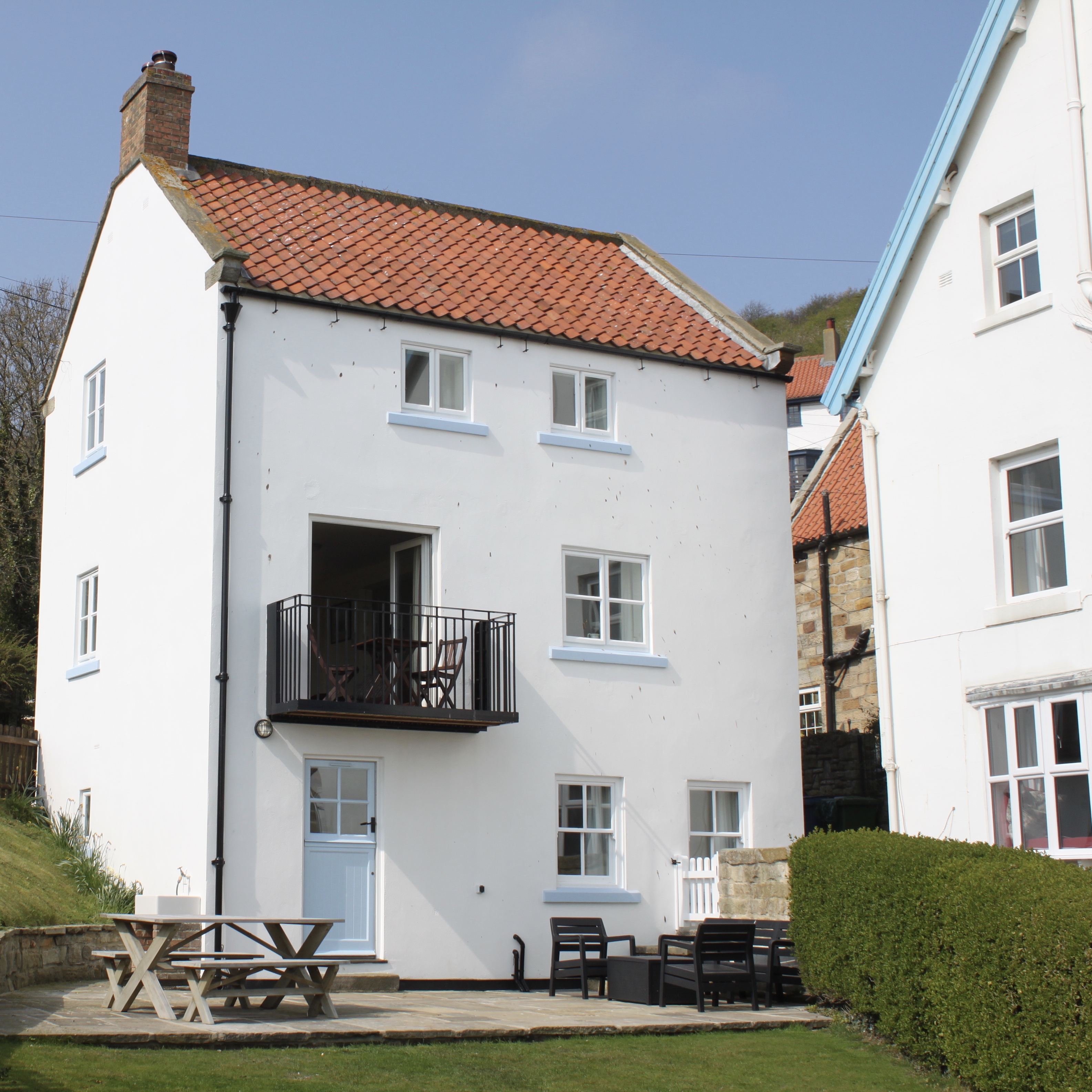 Runswick Bay cottages viewed from the beach squarerigcottageatrunswickbay