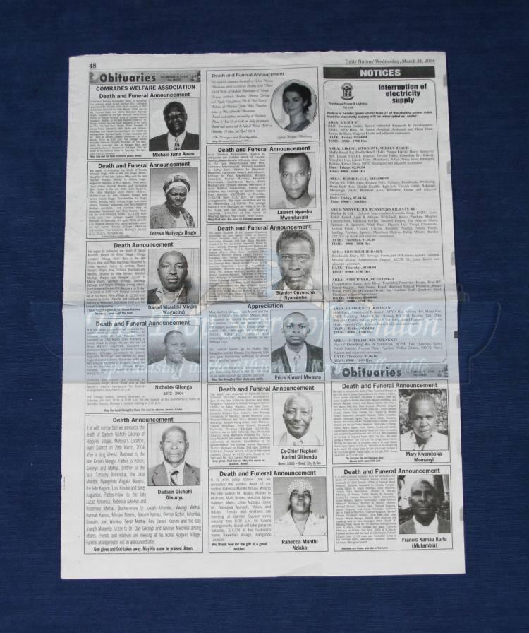 Daily Nation Obituary Paper Prop Store Ultimate Movie Collectables