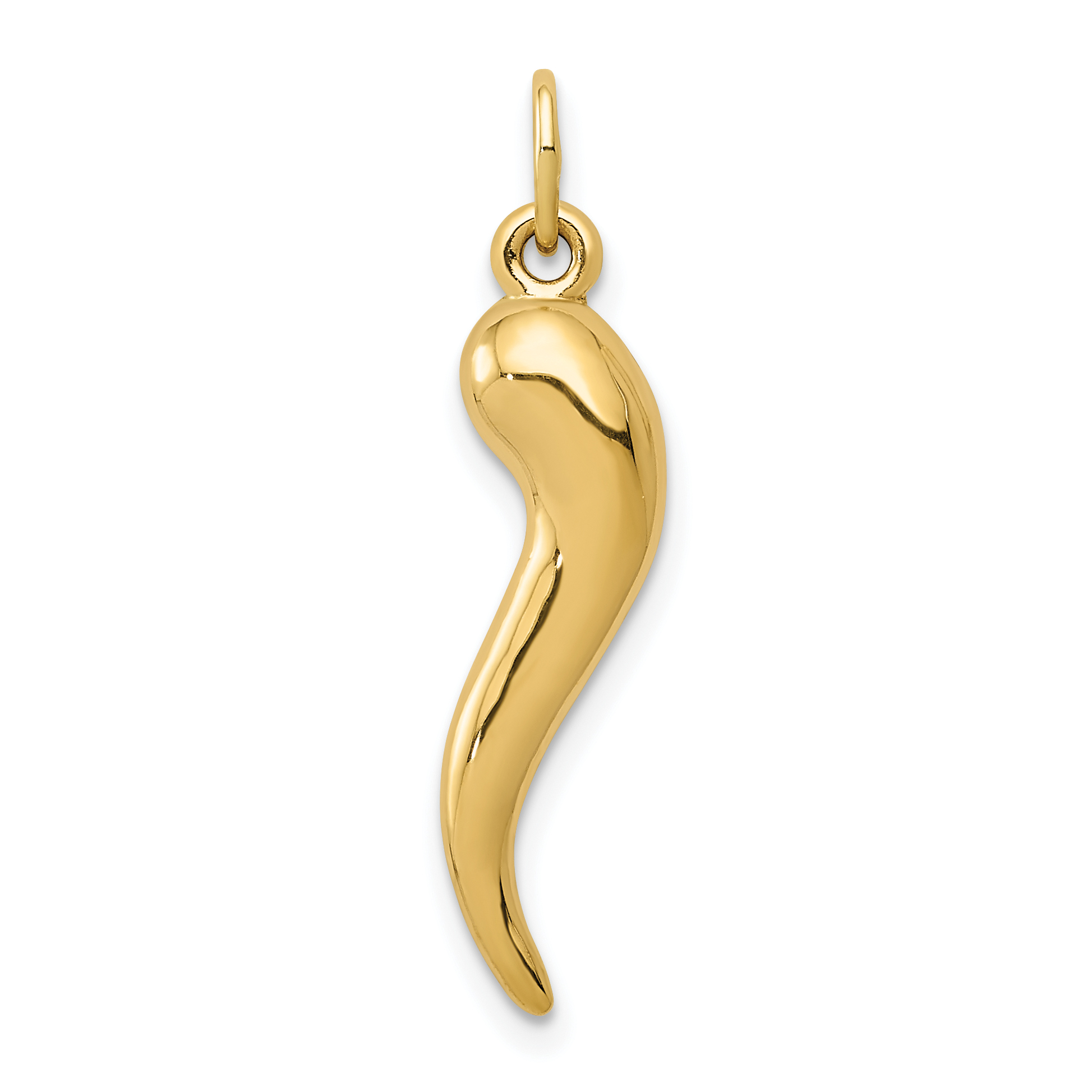 14k Yellow Gold Cornicello Italian Horn Good Luck Pendant Charm