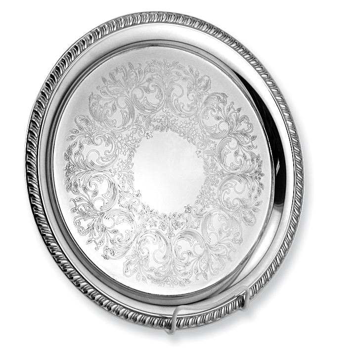 14 Inch Silverplated Etched Embossed Tray GP5253 eBay