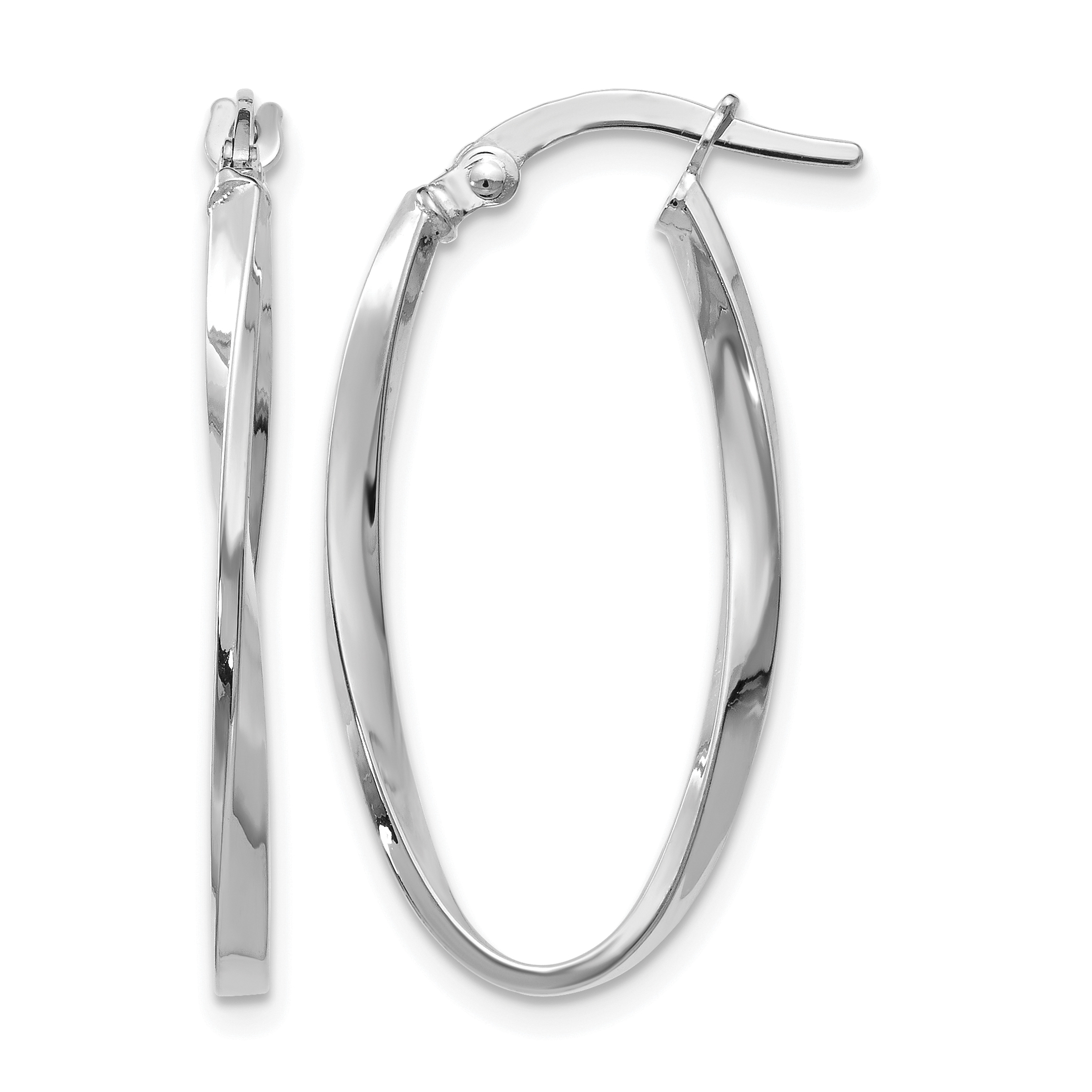 Leslie's 14K White Gold Twisted Oval Hoop Earrings LE167 eBay