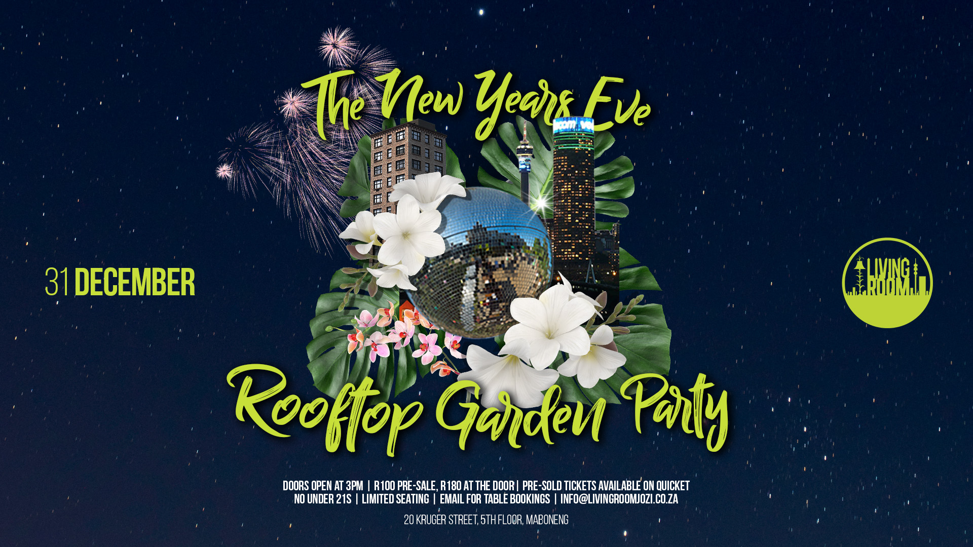 Book tickets for The NYE Rooftop Garden Party in The Living Room
