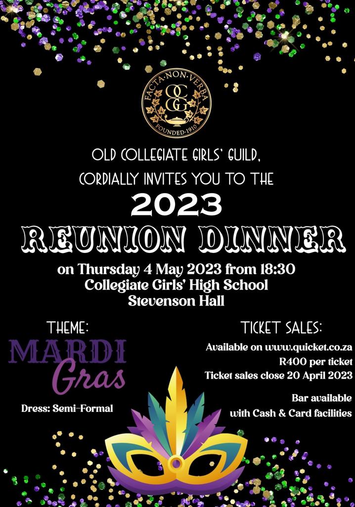 Book tickets for OCGG Reunion Dinner 4 May 2023