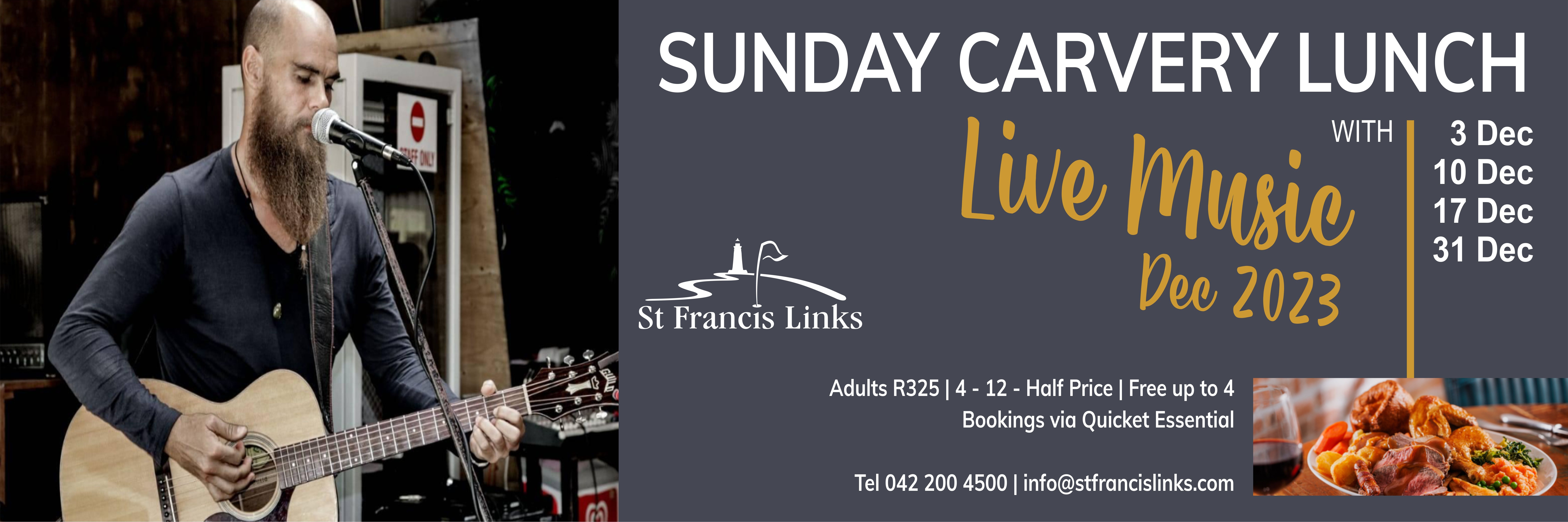 Book tickets for Sunday Carvery Buffet Lunch at St Francis Links with