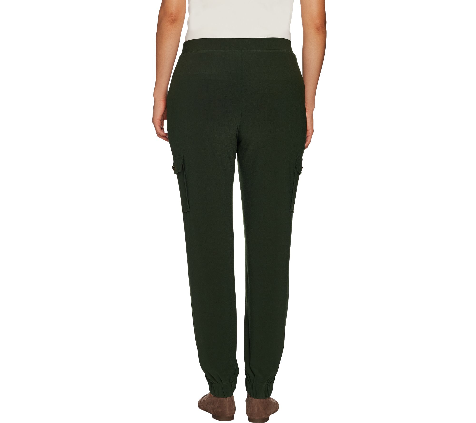 Susan Graver Petite Textured Liquid Knit Cargo Pants Page 1 —
