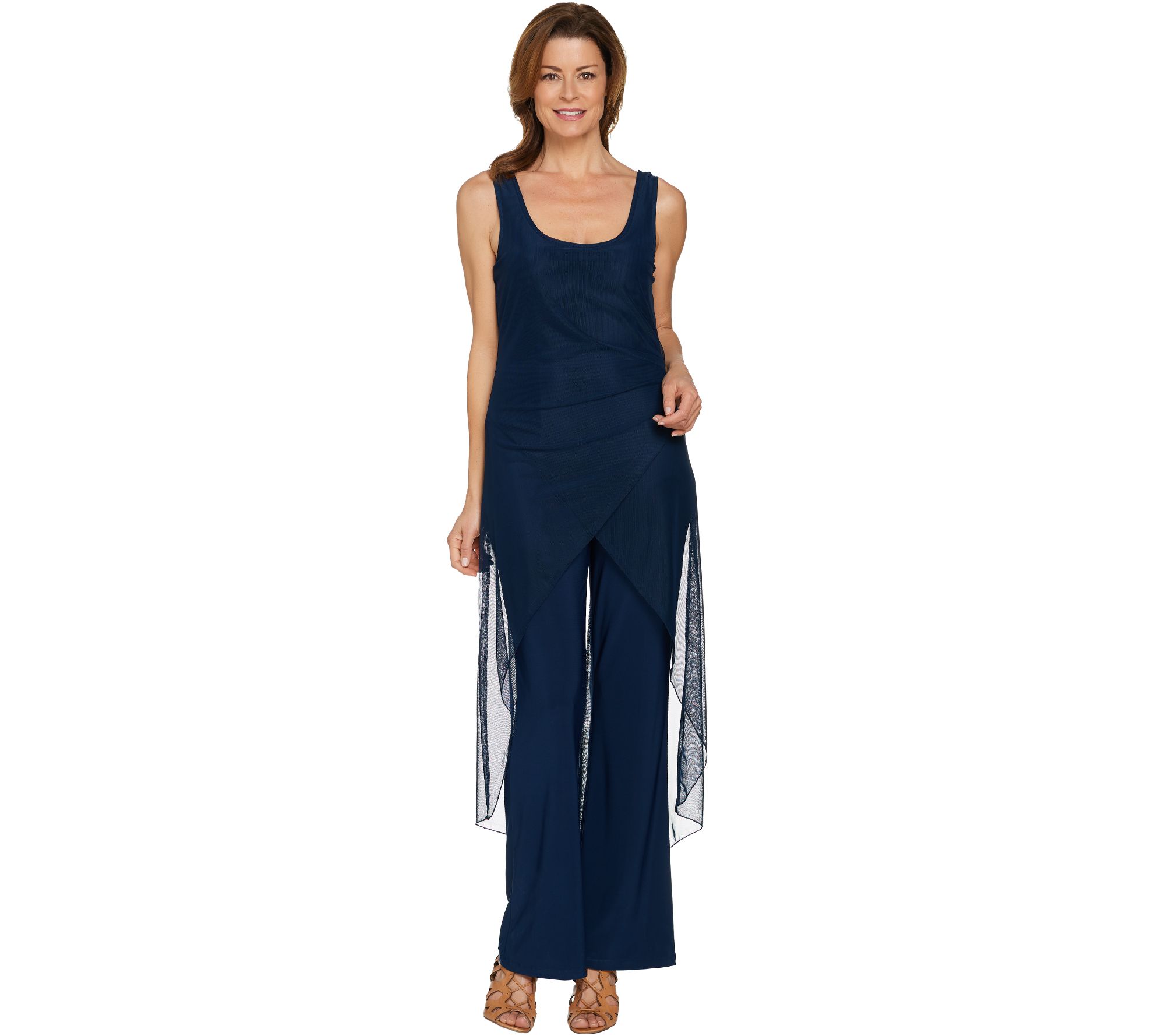 Attitudes by Renee Petite Jumpsuit with Mesh Overlay Page 1 —