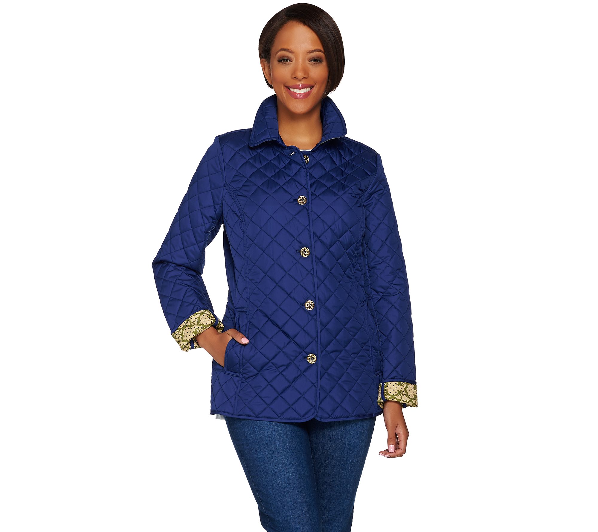 C. Wonder Water Resistant Quilted Barn Jacket with Printed Lining