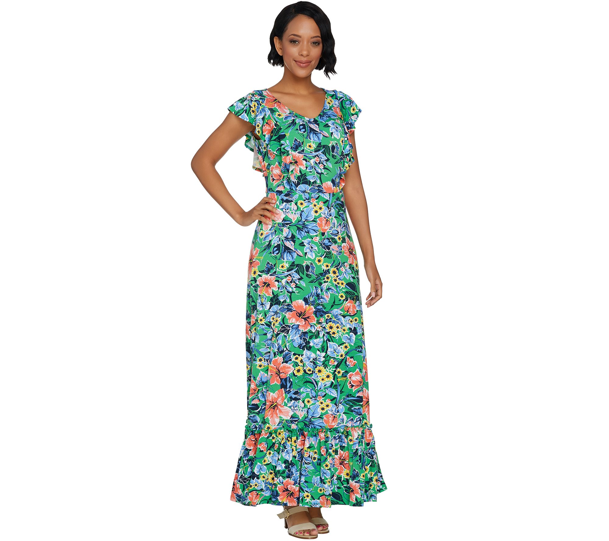C. Wonder Petite Tropical Floral Print Knit Maxi Dress Page 1 —
