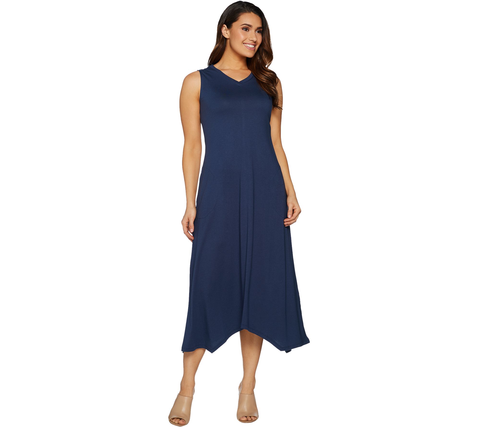 LOGO by Lori Goldstein Cotton Modal VNeck Knit Dress Page 1 —