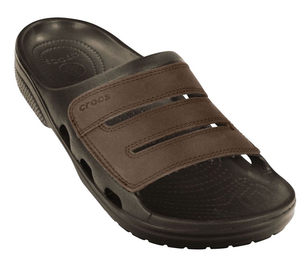 Crocs Men's Yukon Leather Slide Sandals Page 1 —